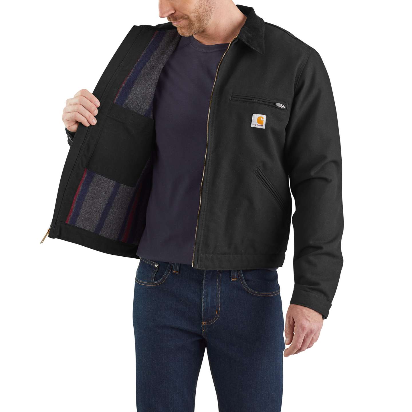 Мужская куртка Carhartt Iconic J01 Duck Detroit, цвет: Чёрный — фото 3