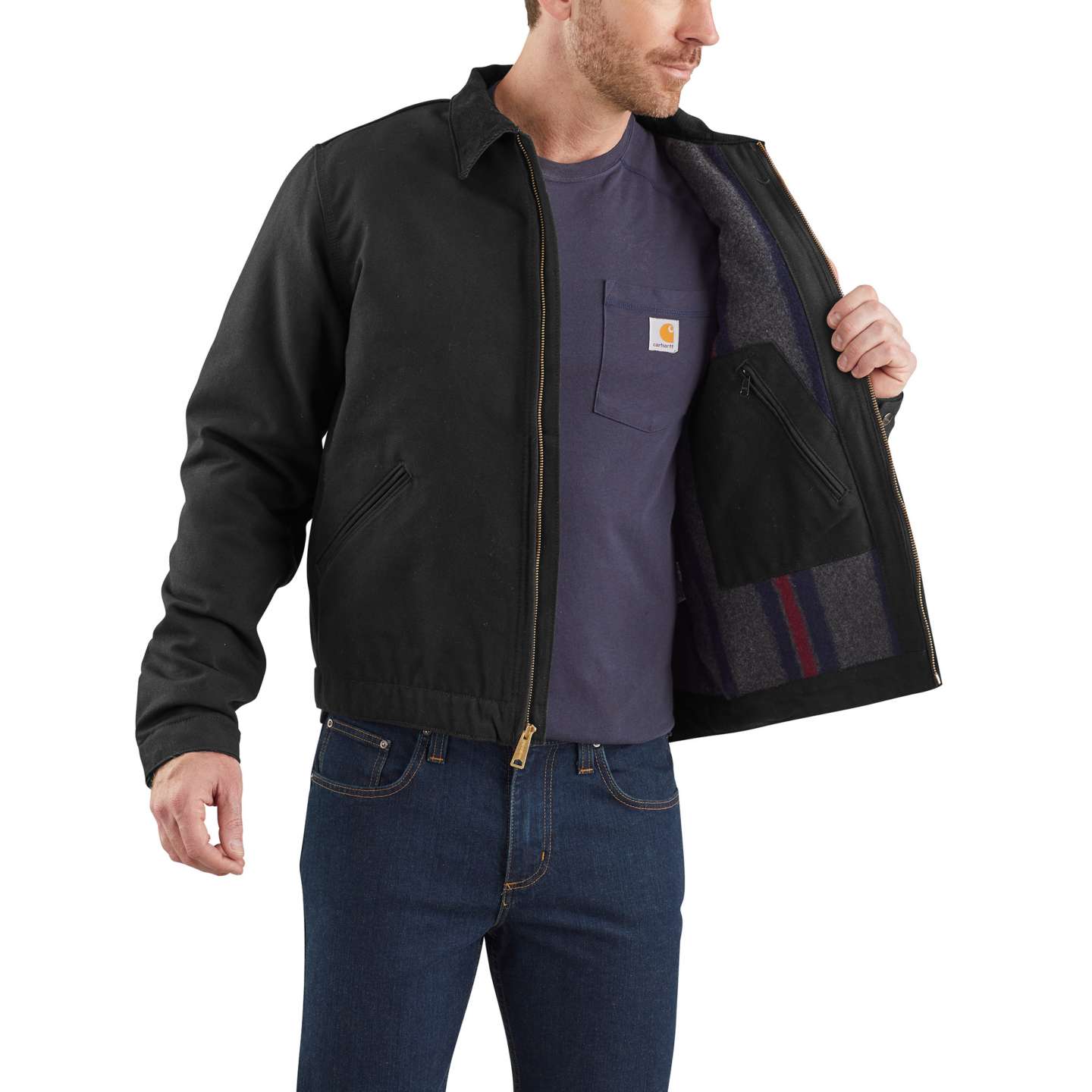 Мужская куртка Carhartt Iconic J01 Duck Detroit, цвет: Чёрный — фото 4