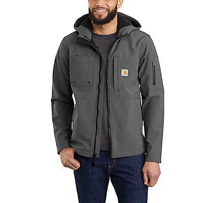 Carhartt Men's Charcoal Rain Defender® Relaxed Fit Midweight Softshell Hooded Jacket - 1 Warm Rating