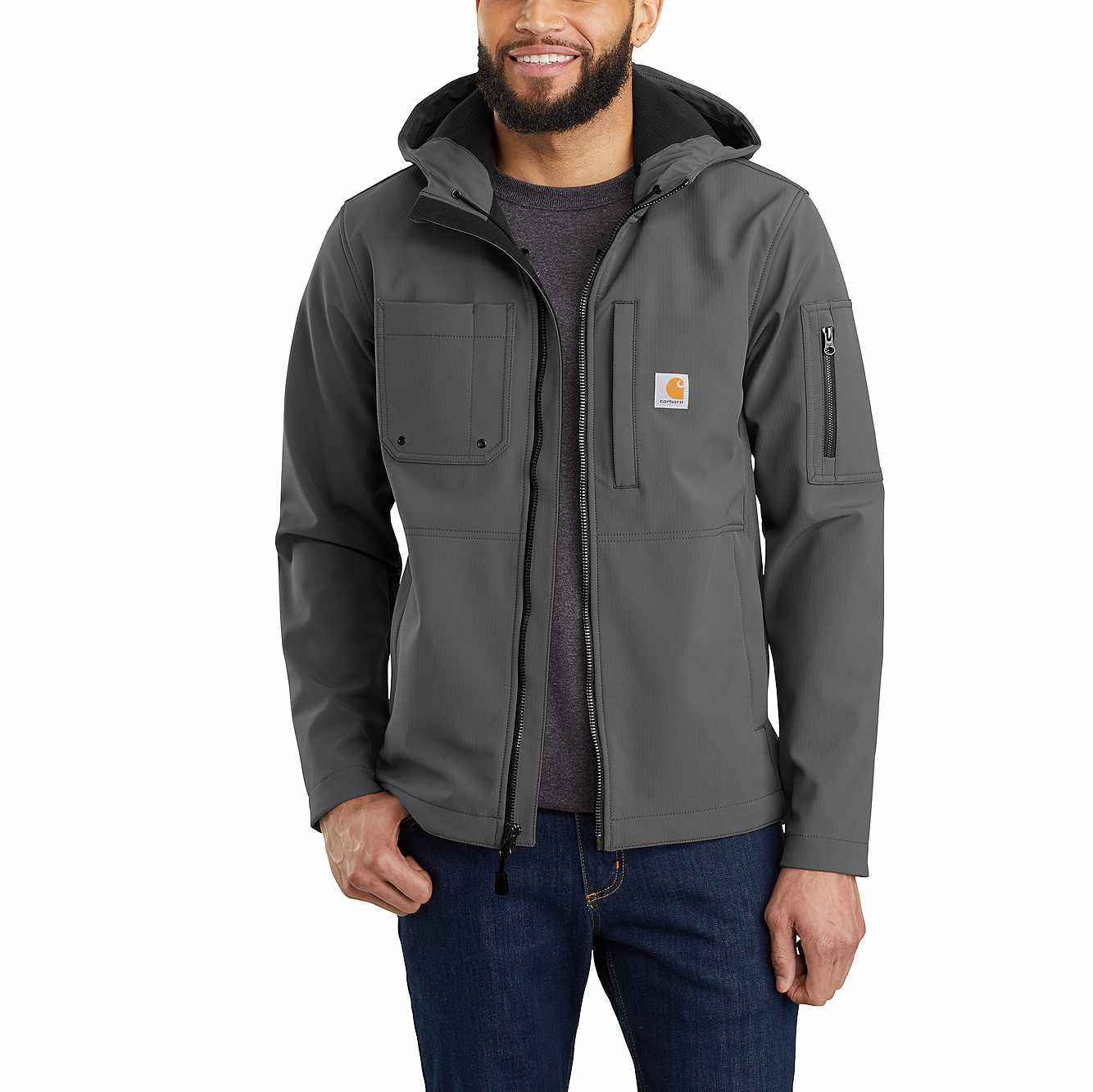 Rain DefenderÂ® Relaxed Fit Midweight Softshell Hooded Jacket