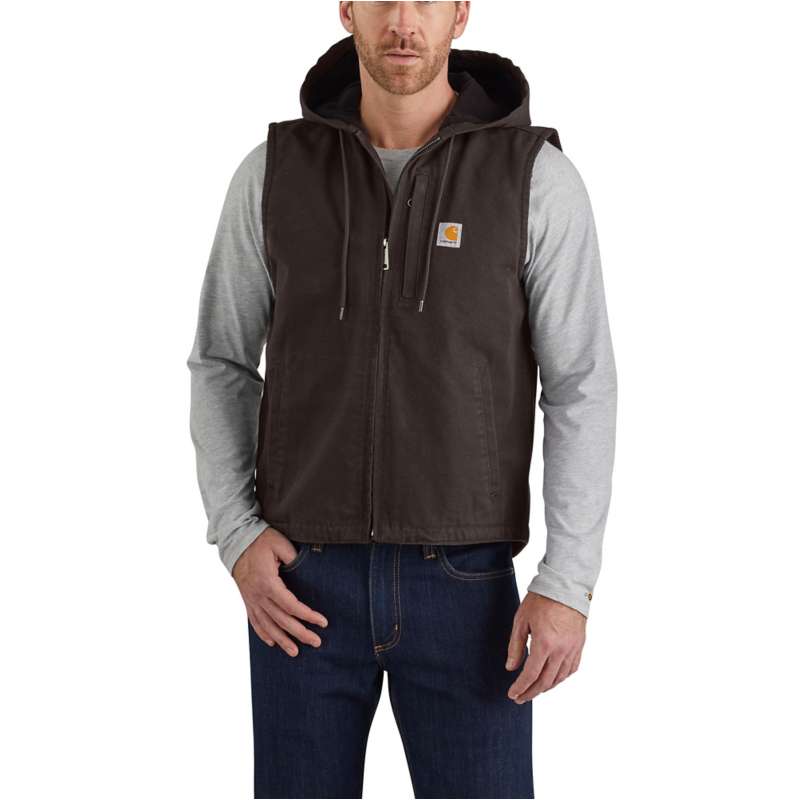 Relaxed Fit Washed Duck Fleece Lined Hooded Vest In Stock Outerwear Carhartt