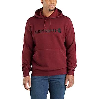 Carhartt Men's Red Brown Heather Force Relaxed Fit Midweight Logo Graphic Sweatshirt