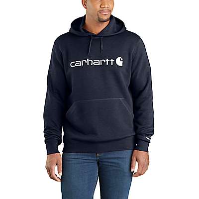 Carhartt Men's Navy Heather Force Relaxed Fit Midweight Logo Graphic Sweatshirt