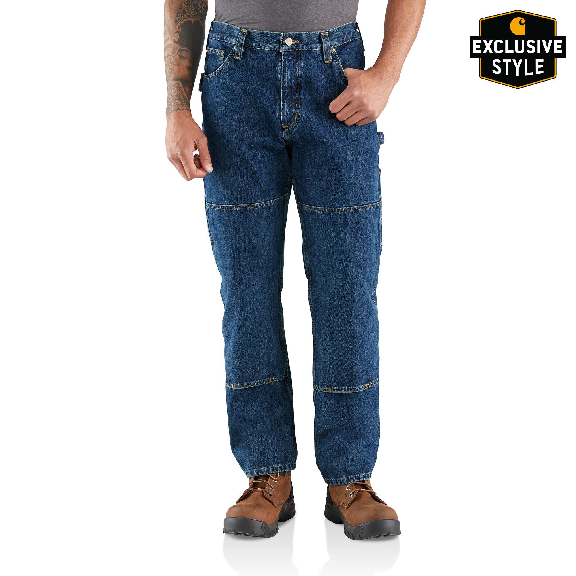 men's carhartt double knee jeans