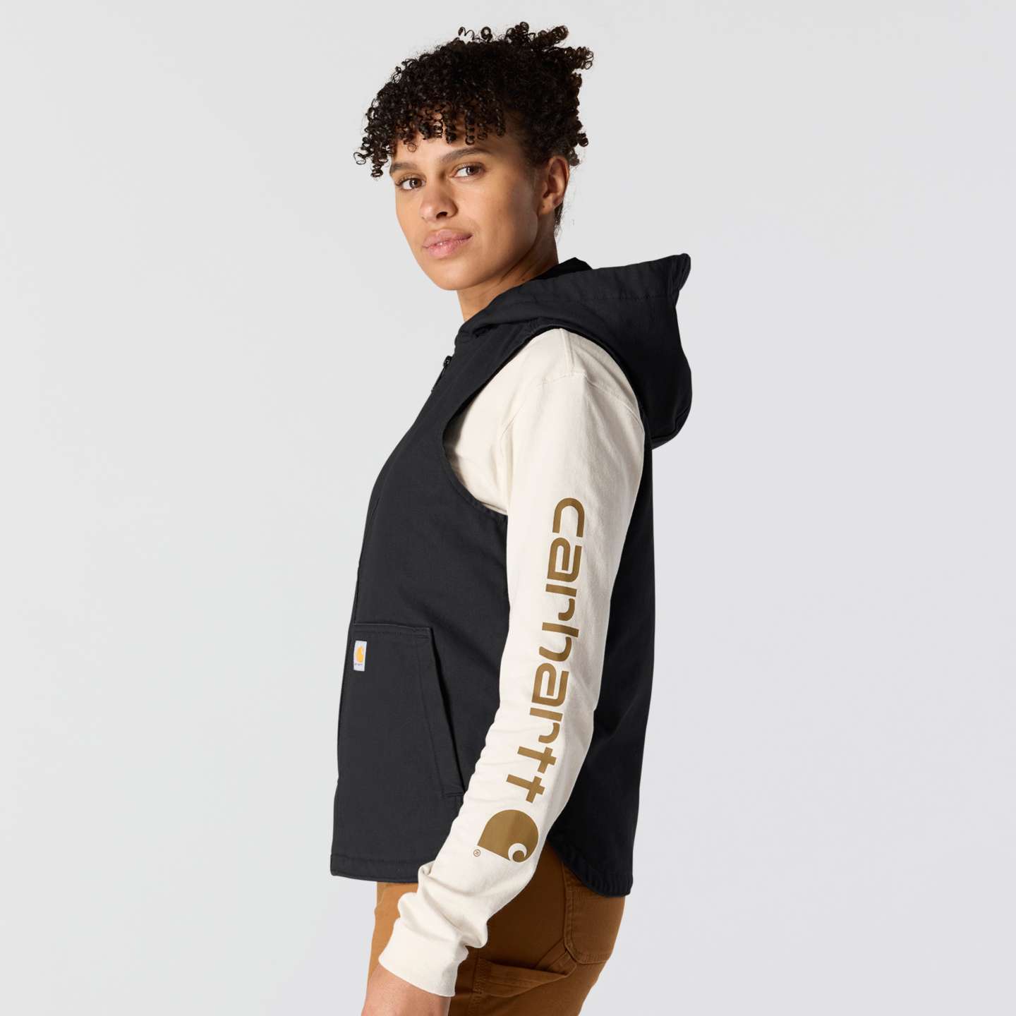 Женский жилет Carhartt Hooded, цвет: Чёрный — фото 3