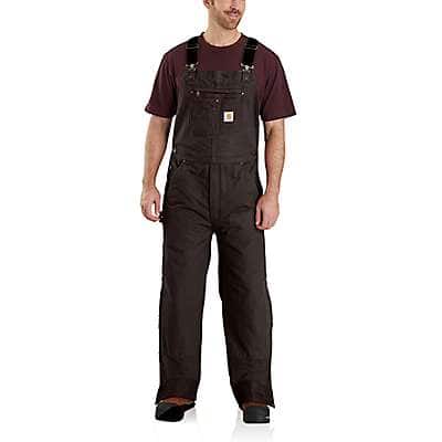 Carhartt Men's Dark Brown Loose Fit Washed Duck Insulated Bib Overall - 3 Warmest Rating