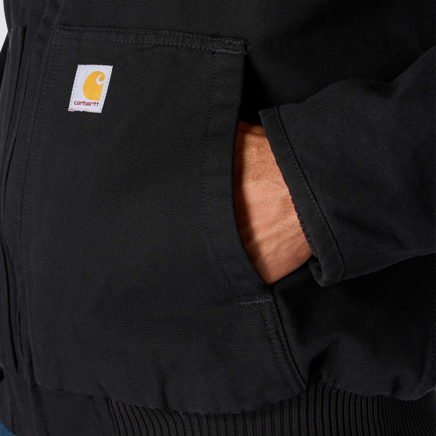 Мужская куртка Carhartt Washed Duck Active Jac, цвет: Чёрный — фото 7