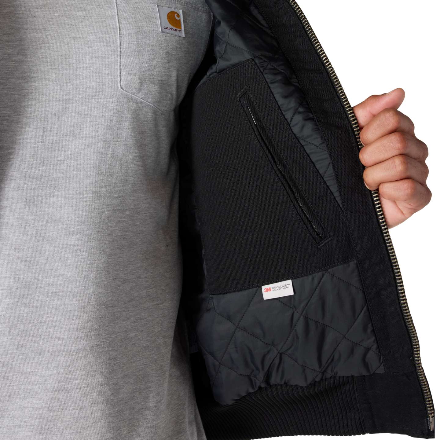 Мужская куртка Carhartt Washed Duck Active Jac, цвет: Чёрный — фото 6