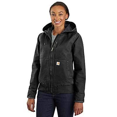 Carhartt Women's Black Women's Loose Fit Washed Duck Insulated Active Jac