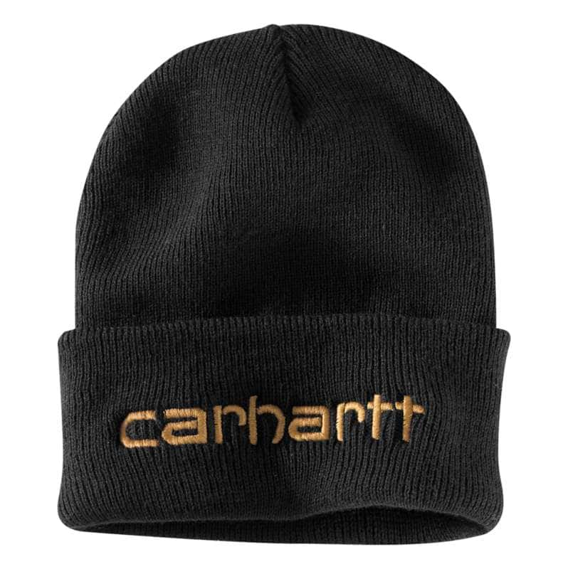 Carhartt  Black Knit Insulated Logo Graphic Cuffed Beanie