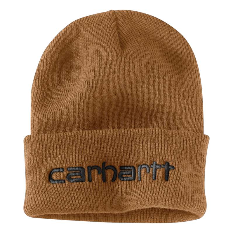 Carhartt  Carhartt Brown Knit Insulated Logo Graphic Cuffed Beanie