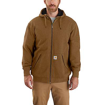 Carhartt Men's Oiled Walnut Heather Rain Defender® Loose Fit Midweight Thermal-Lined Full-Zip Sweatshirt