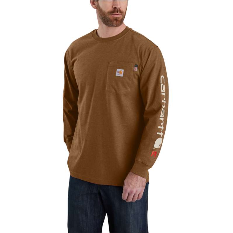 Flame Resistant Carhartt Force® Loose Fit Midweight Long-Sleeve Logo ...