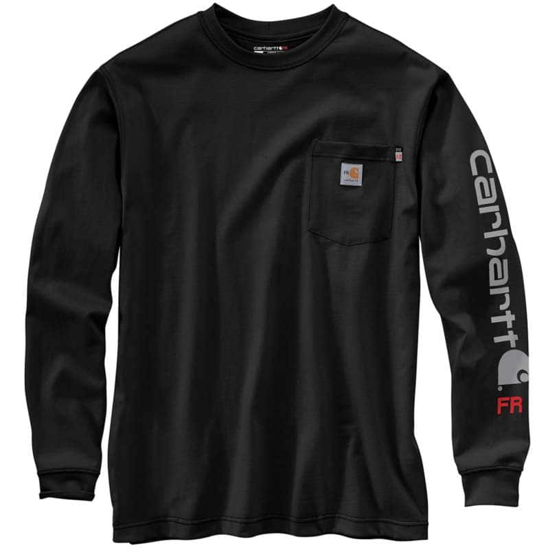 Carhartt  Black Flame Resistant Carhartt Force® Loose Fit Midweight Long-Sleeve Logo Graphic T-Shirt