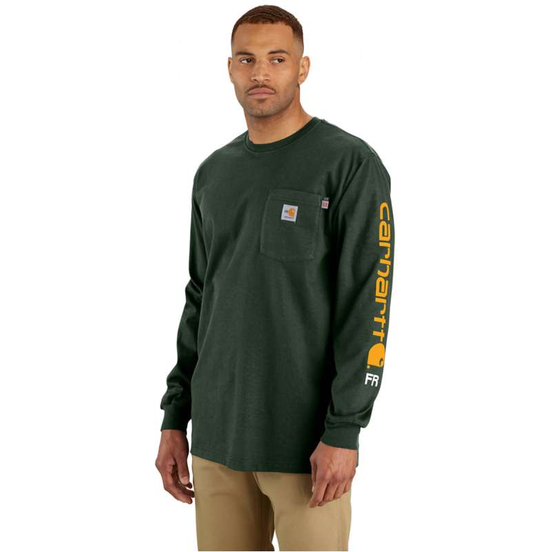 Carhartt  Mountain View Flame Resistant Carhartt Force® Loose Fit Midweight Long-Sleeve Logo Graphic T-Shirt
