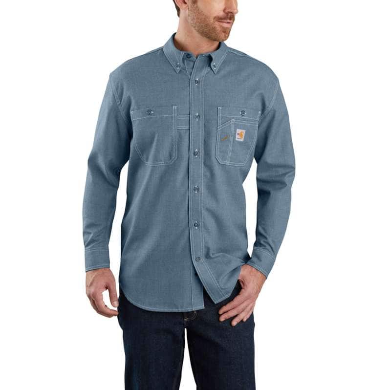 Carhartt  Steel Blue Flame-Resistant Force Original-Fit Lightweight Long-Sleeve Button-Front Shirt