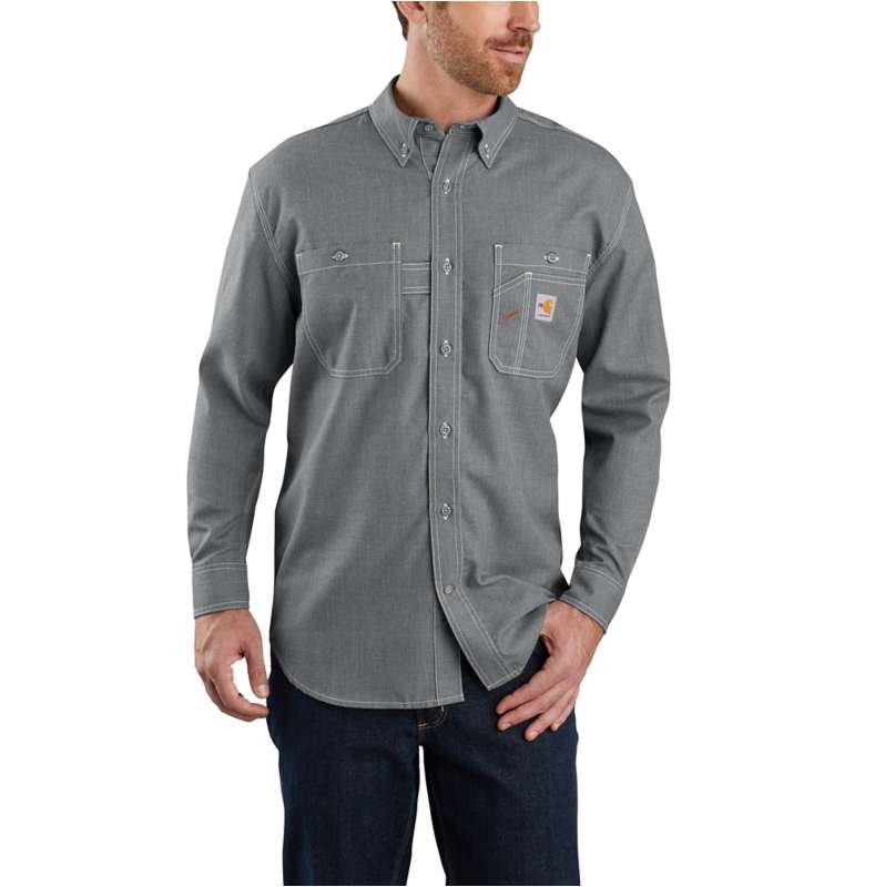 Carhartt  Gray Flame-Resistant Carhartt Force® Loose Fit Lightweight Long-Sleeve Button-Front Shirt