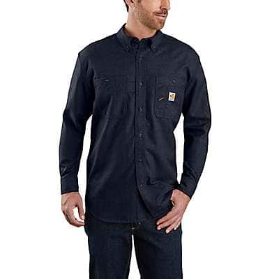 Carhartt Men's Navy Flame-Resistant Force Original-Fit Lightweight Long-Sleeve Button-Front Shirt