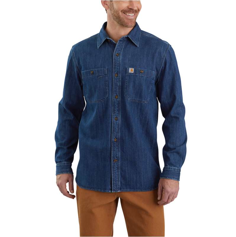 Loose Fit Heavyweight Denim LongSleeve Shirt Farming Gear Carhartt