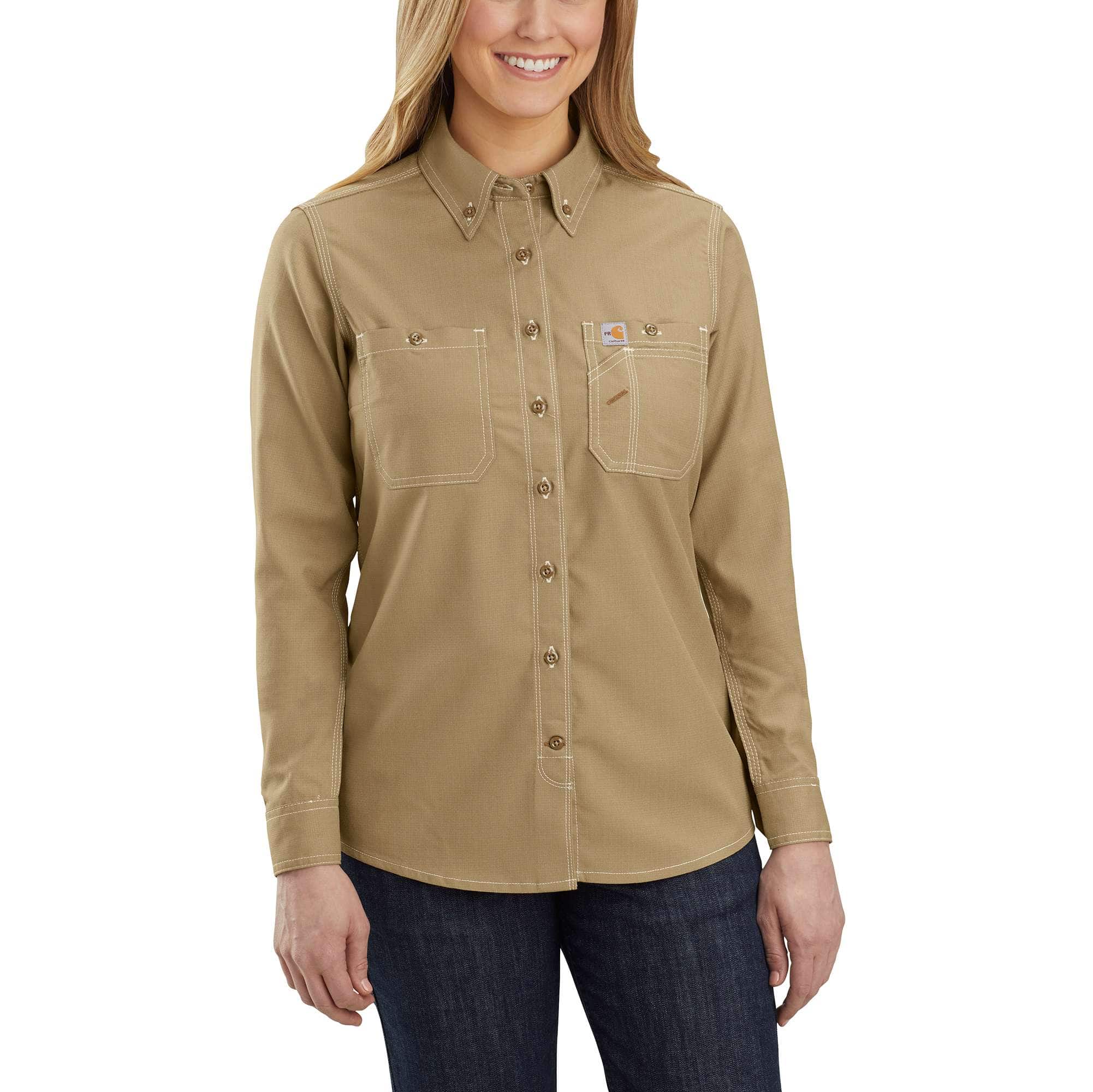 Women's Flame Resistant Force Relaxed Fit Lightweight Long-Sleeve Button-Front Shirt