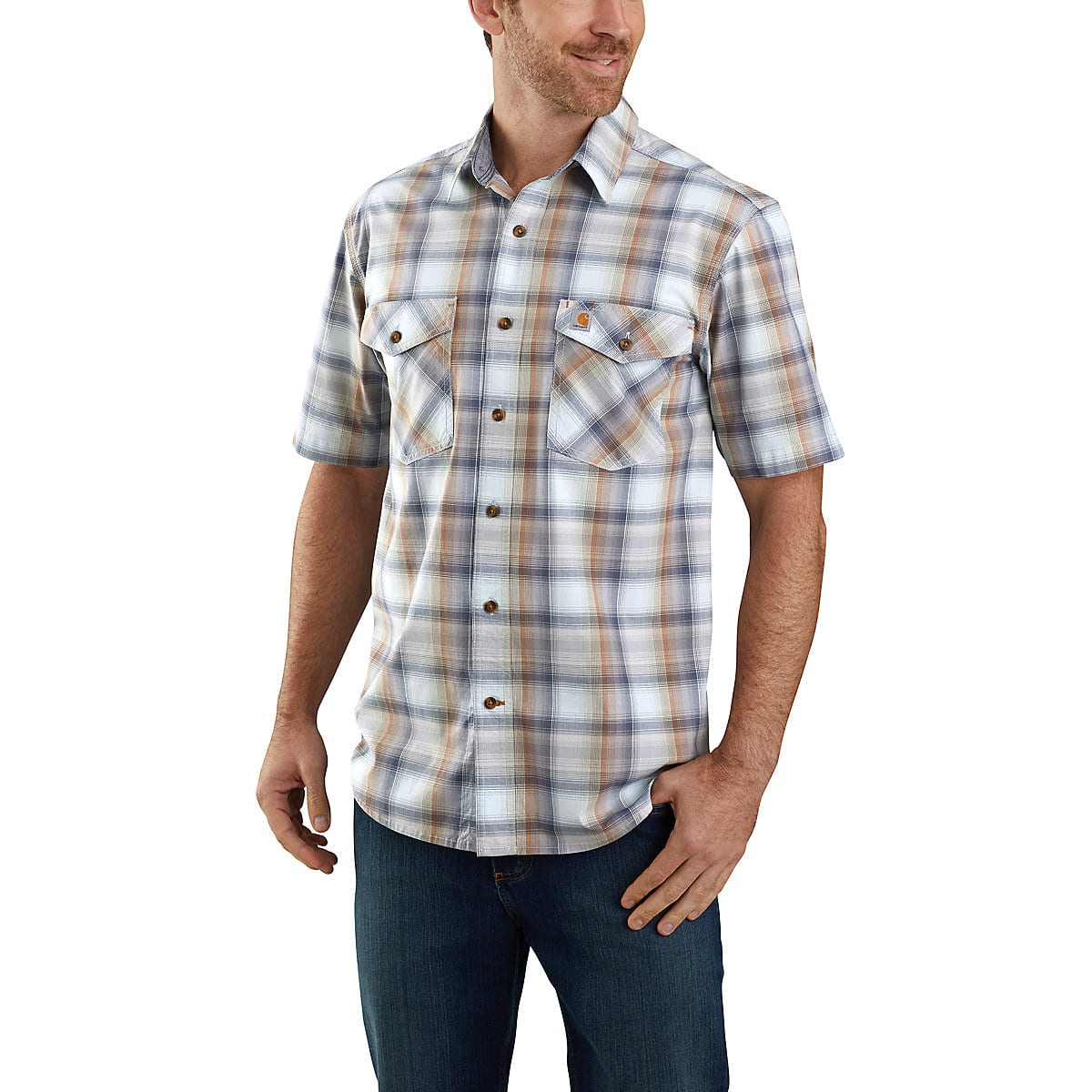 Men's Rugged Flex® Relaxed Fit Lightweight Short-Sleeve Button-Front ...