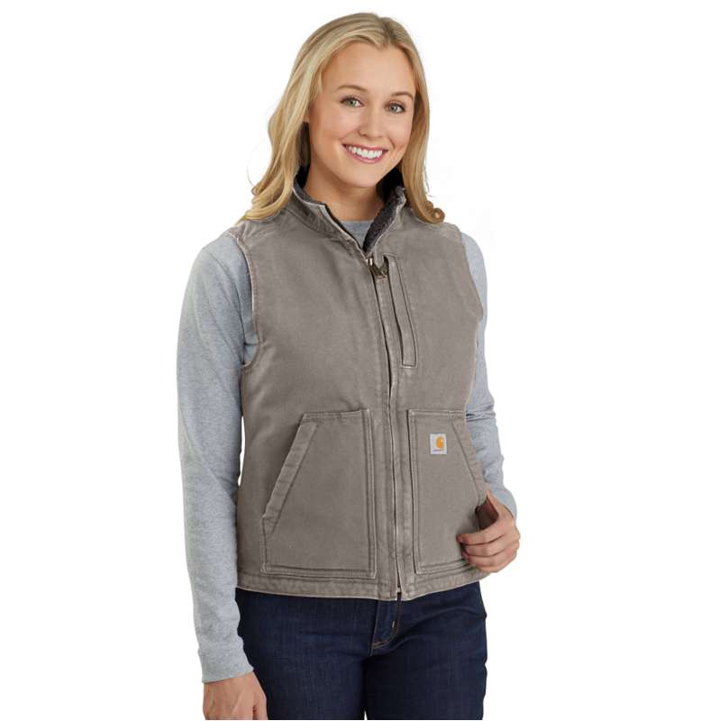 Women's Sherpa Lined Vest - Relaxed Fit - Washed Duck | Women's Best ...