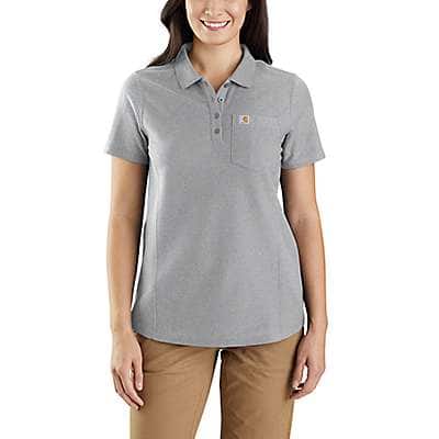 Carhartt Women's Heather Gray Women's Relaxed Fit Midweight Short-Sleeve Pocket Polo