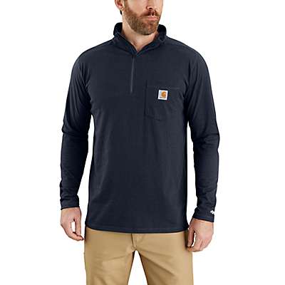 Carhartt Men's Navy Carhartt Force® Relaxed Fit Midweight Long-Sleeve Quarter-Zip Mock-Neck T-Shirt