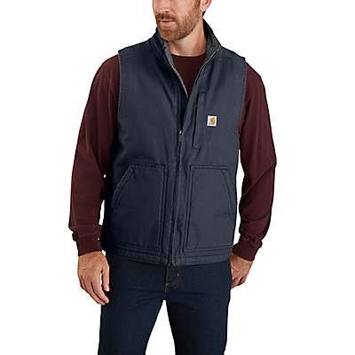 Carhartt Men's Dark Cedar Loose Fit Washed Duck Sherpa-Lined Mock-Neck Vest