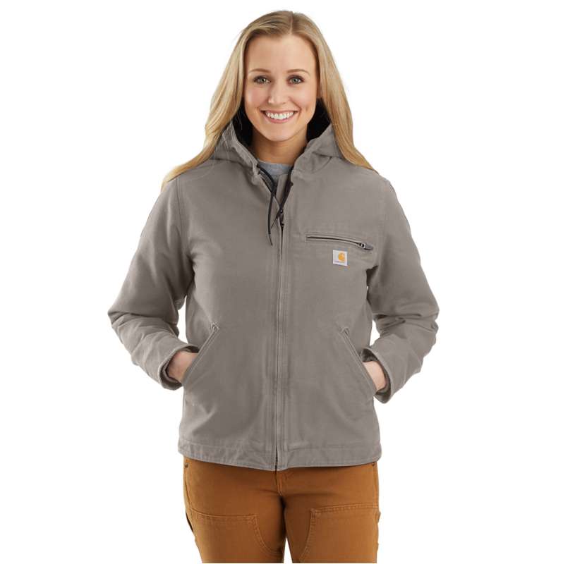 Carhartt  Taupe Gray Women's Sherpa Lined Jacket - Loose Fit - Washed Duck - 3 Warmest Rating