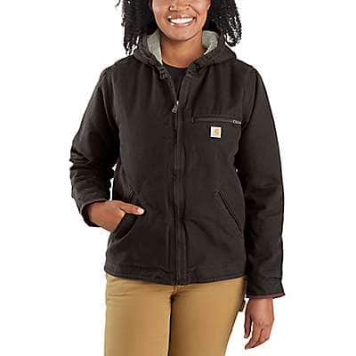 Carhartt Women's Dark Brown Women's Loose Fit Washed Duck Sherpa Lined Jacket