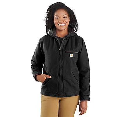 Carhartt Women's Black Women's Sherpa Lined Jacket - Loose Fit - Washed Duck - 3 Warmest Rating