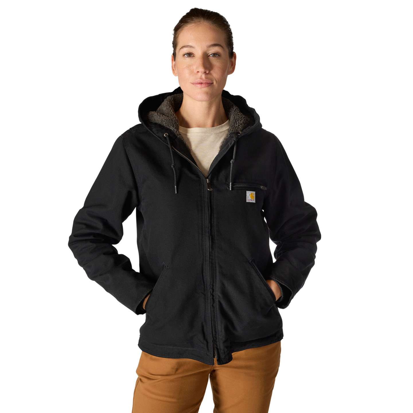 Женская куртка Carhartt Iconic Washed Duck Sierra, цвет: Чёрный — фото 1