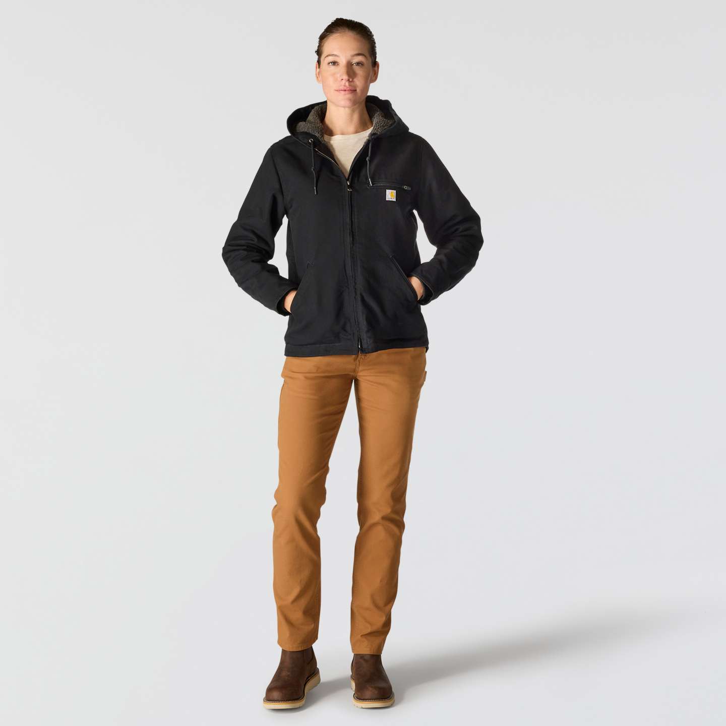 Женская куртка Carhartt Iconic Washed Duck Sierra, цвет: Чёрный — фото 4