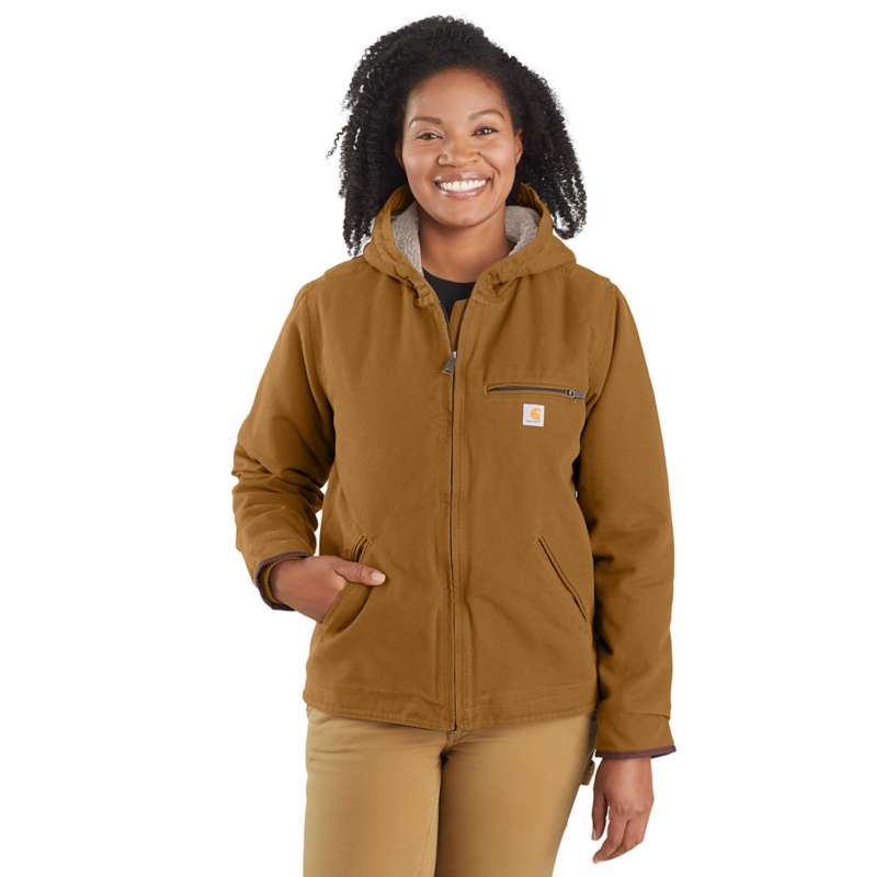 Carhartt  Carhartt Brown Women's Sherpa Lined Jacket - Loose Fit - Washed Duck - 3 Warmest Rating