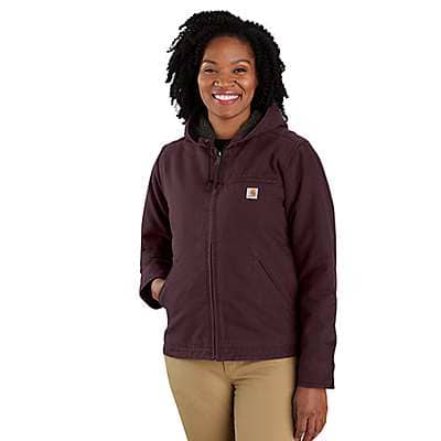 Carhartt Women's Taupe Gray Women's Loose Fit Washed Duck Sherpa Lined Jacket - 3 Warmest Rating