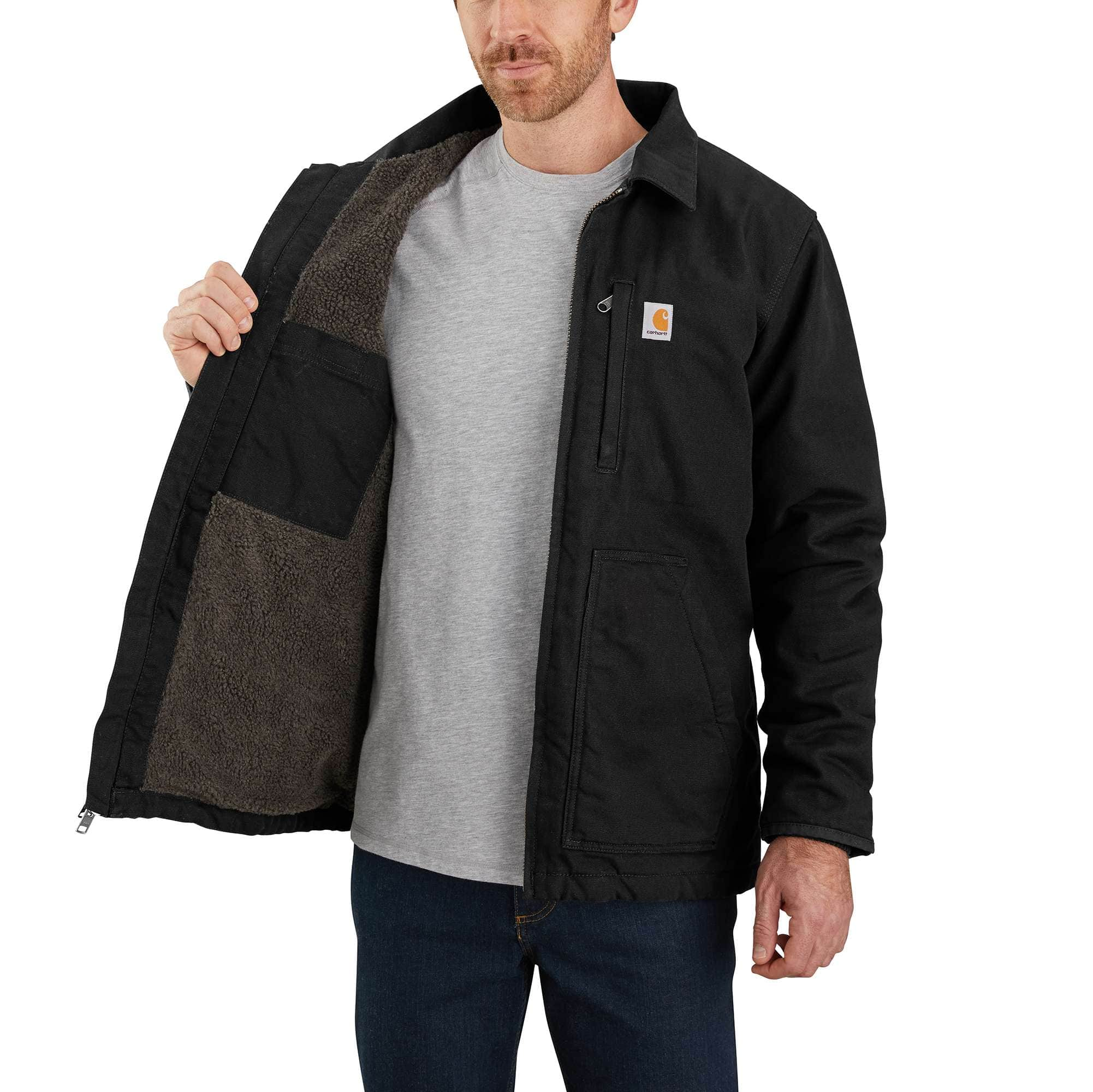 Men's Sherpa-Lined Field Jacket - Loose Fit Washed Duck 2 Warmest Rating