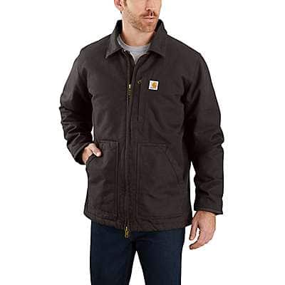 Carhartt Men's Dark Brown Loose Fit Washed Duck Sherpa-Lined Coat - 2 Warmer Rating