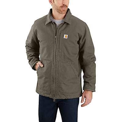 Carhartt Men's Driftwood Loose Fit Washed Duck Sherpa-Lined Coat