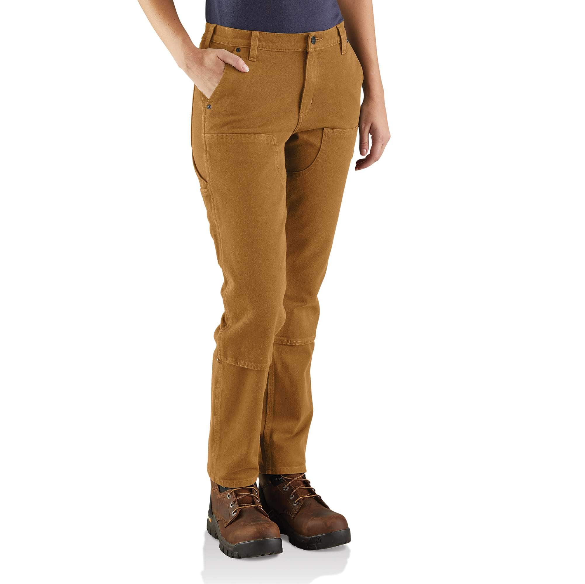 NWT CARHARTT Women's Brown Relaxed Fit Sandstone Kane Dungaree Pants ~ 18 