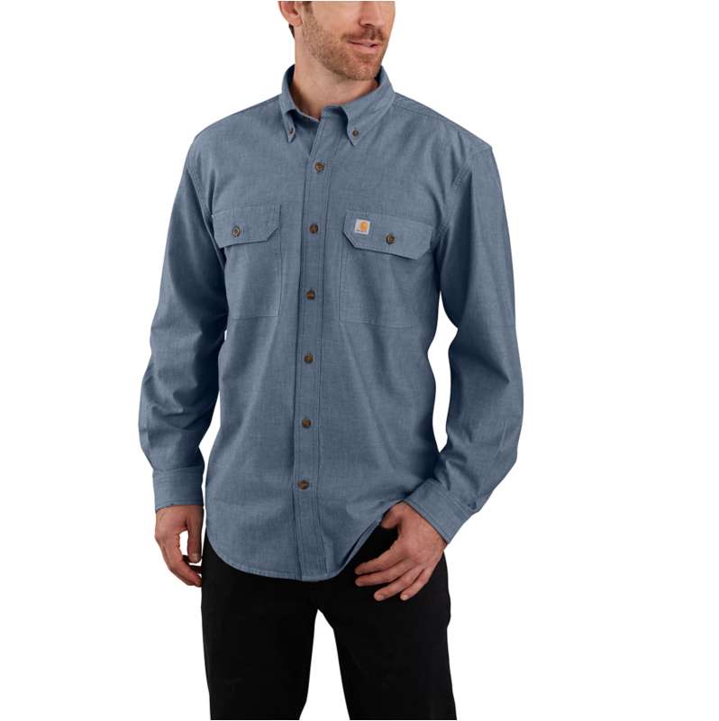 Carhartt  Denim Blue Chambray Loose Fit Midweight Chambray Long-Sleeve Shirt