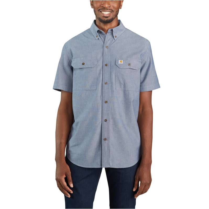 Carhartt  Denim Blue Chambray Loose Fit Midweight Chambray Short-Sleeve Shirt