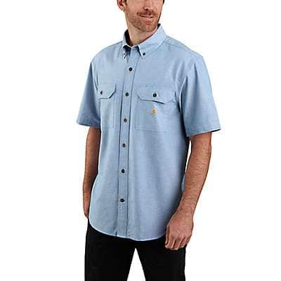 Carhartt Men's Dusty Olive Chambray Loose Fit Midweight Chambray Short-Sleeve Shirt