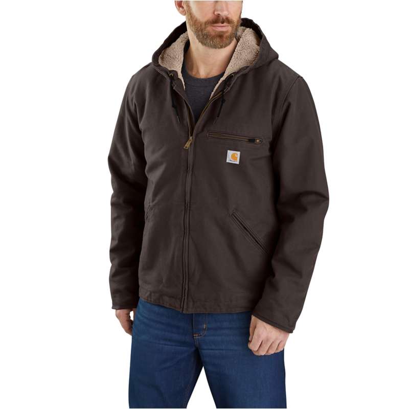 Men's Sherpa-Lined Jacket - Relaxed Fit - Washed Duck - 3 Warmest ...