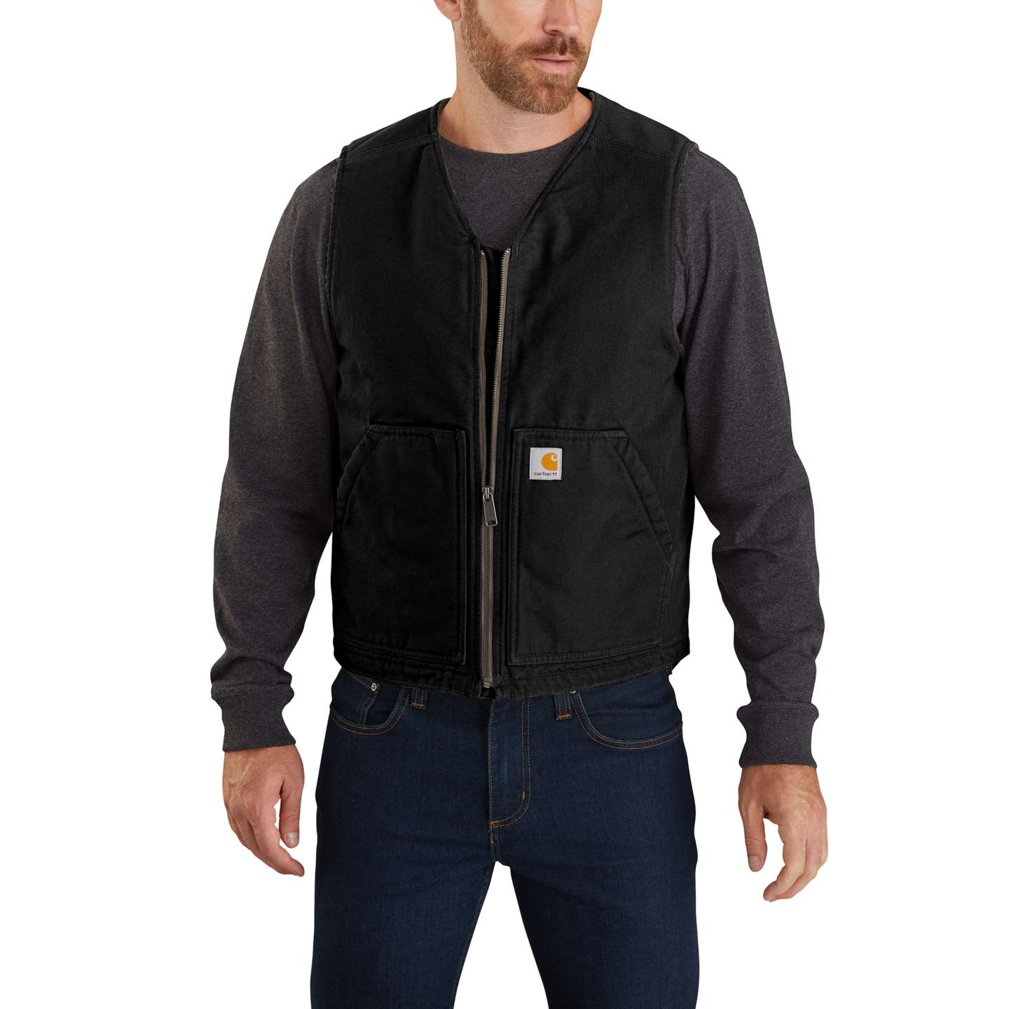 Мужской жилет Carhartt Washed Duck Rugged, цвет: Чёрный — фото 1