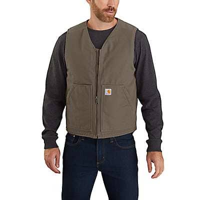 Carhartt Men's Driftwood Relaxed Fit Washed Duck Sherpa-Lined Vest