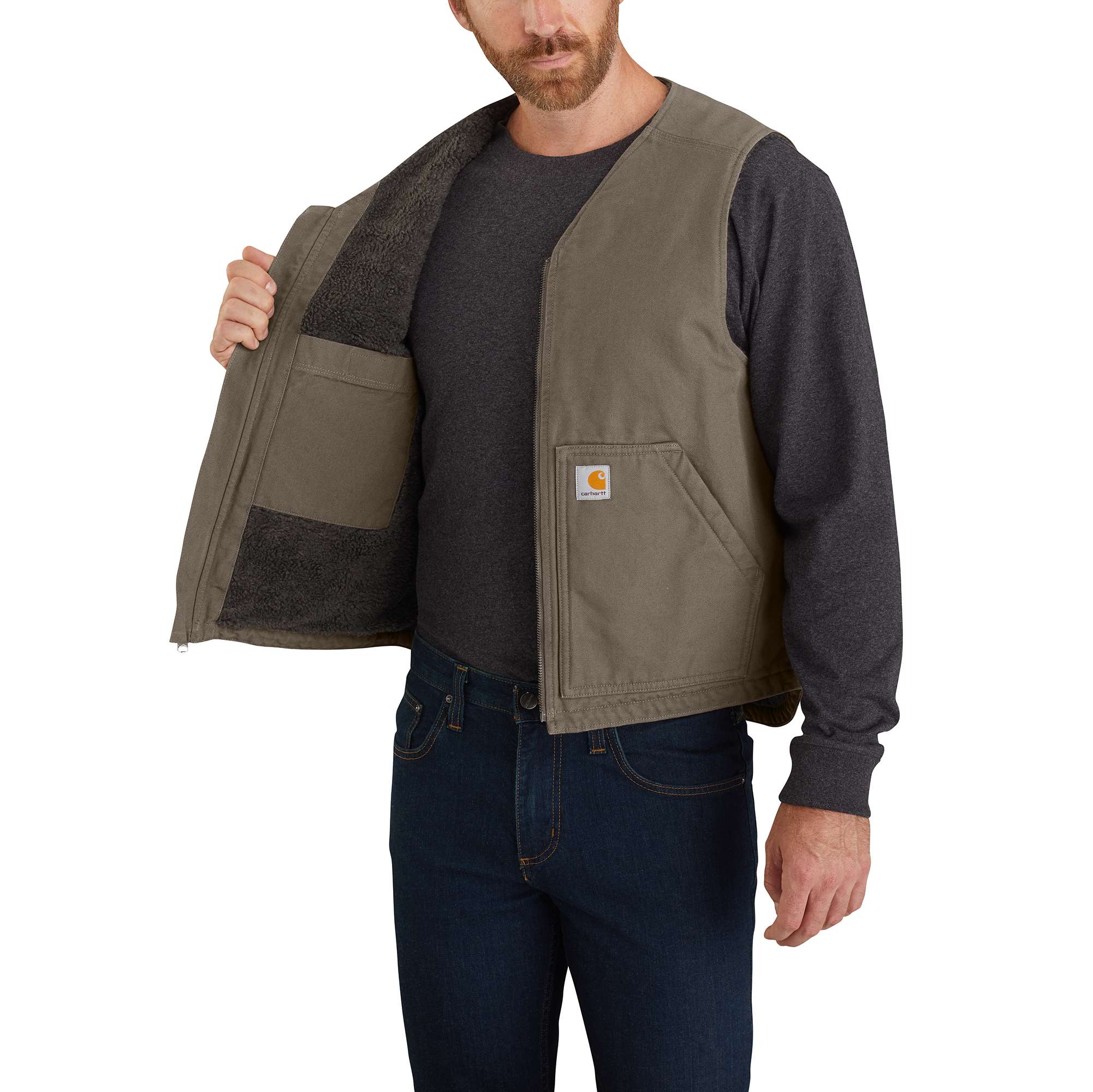 Additional thumbnail 4 of Relaxed Fit Washed Duck Sherpa-Lined Vest