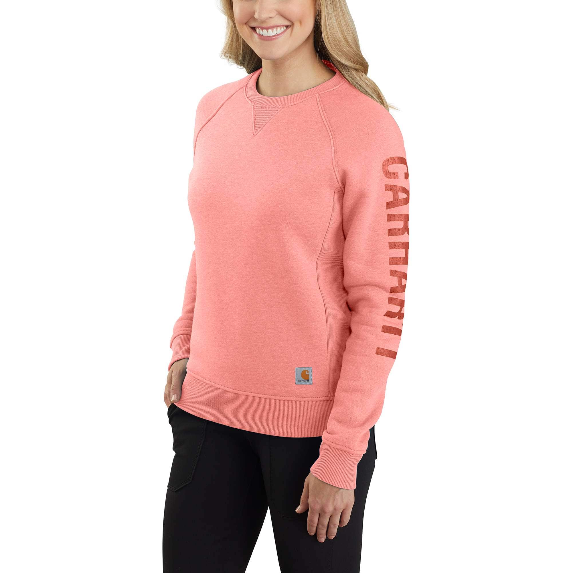 Additional thumbnail 1 of Women's Relaxed Fit Midweight Crewneck Block Logo Sleeve Graphic Sweatshirt