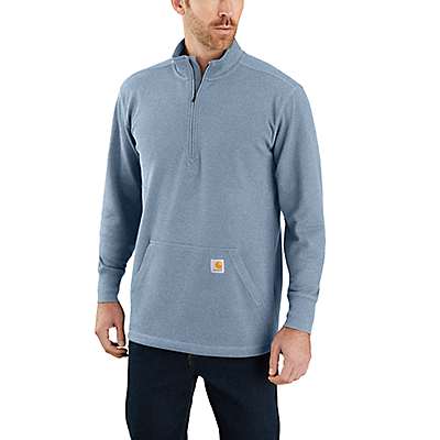 Carhartt Men's Alpine Blue Heather Relaxed Fit Heavyweight Long-Sleeve 1/2 Zip Thermal Shirt