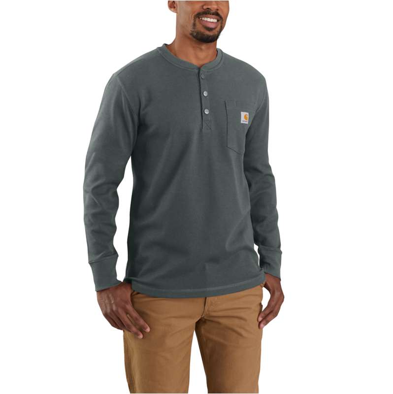 Relaxed Fit Heavyweight Long-Sleeve Henley Pocket Thermal Shirt | Gifts ...
